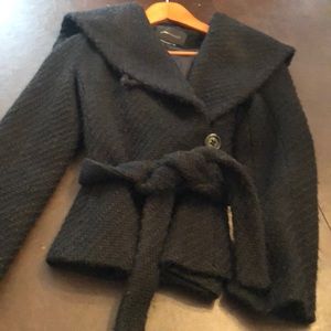 Bcbg shirt belted wool jacket with hood